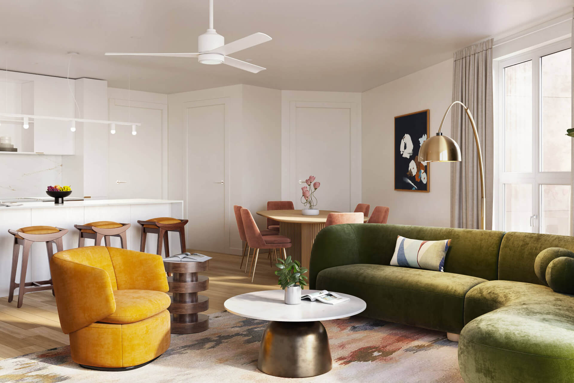 Kitchen and Living Room – Skylark Finish Palette – The Code Austin